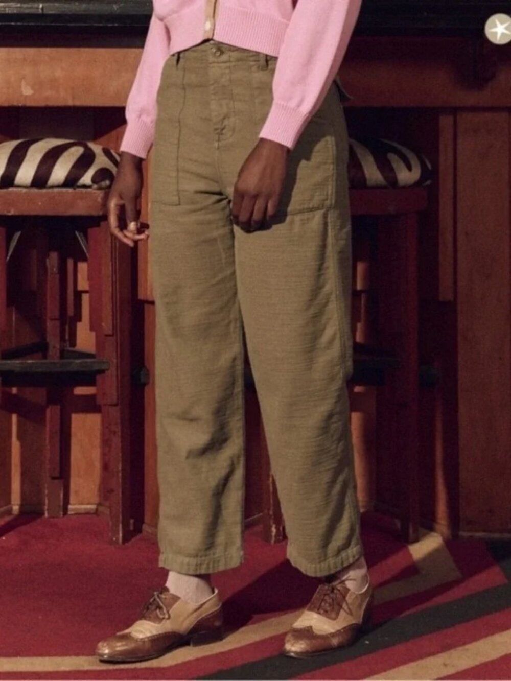 THE GREAT. Admiral Pants Green Relaxed Cotton Pants sz 28
